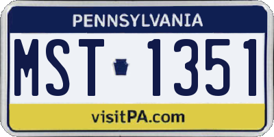 PA license plate MST1351