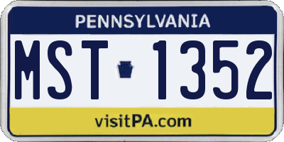 PA license plate MST1352