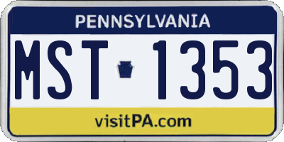 PA license plate MST1353
