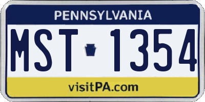 PA license plate MST1354