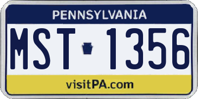PA license plate MST1356