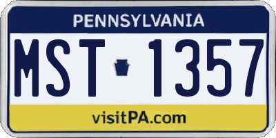 PA license plate MST1357