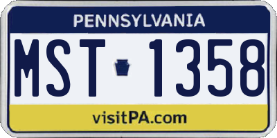 PA license plate MST1358