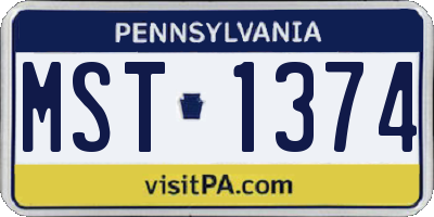 PA license plate MST1374