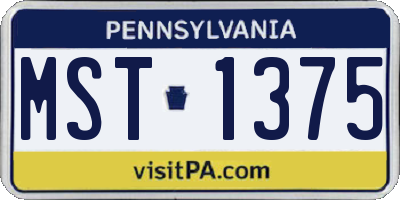 PA license plate MST1375