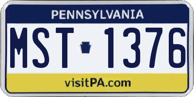 PA license plate MST1376