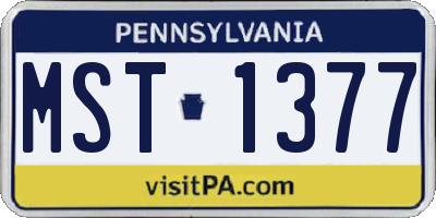 PA license plate MST1377