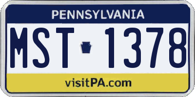 PA license plate MST1378