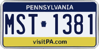 PA license plate MST1381