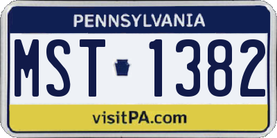 PA license plate MST1382