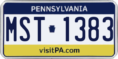 PA license plate MST1383