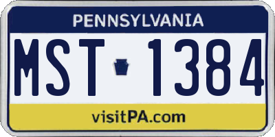 PA license plate MST1384