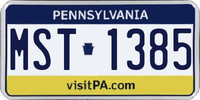 PA license plate MST1385