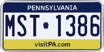 PA license plate MST1386