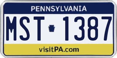 PA license plate MST1387