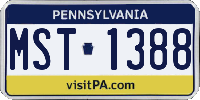 PA license plate MST1388