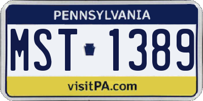 PA license plate MST1389
