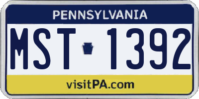 PA license plate MST1392