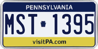 PA license plate MST1395