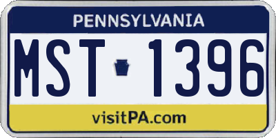 PA license plate MST1396