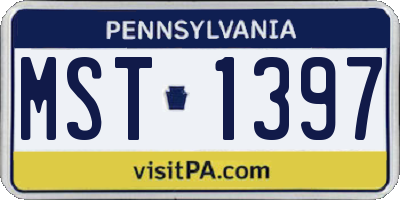 PA license plate MST1397