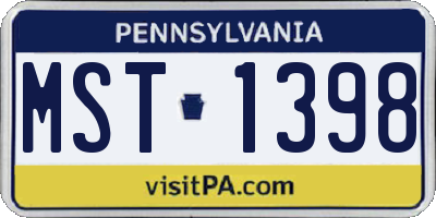 PA license plate MST1398