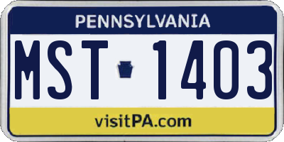 PA license plate MST1403
