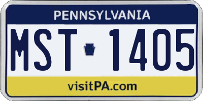 PA license plate MST1405