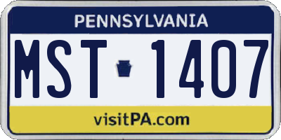 PA license plate MST1407