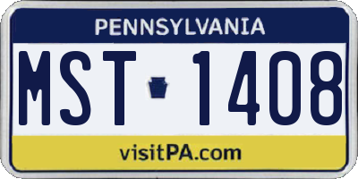 PA license plate MST1408