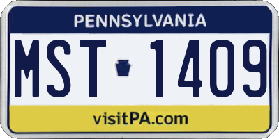 PA license plate MST1409