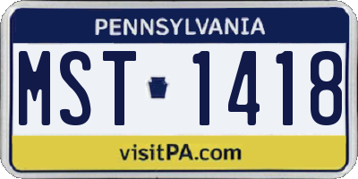 PA license plate MST1418