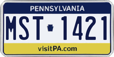 PA license plate MST1421