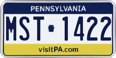 PA license plate MST1422