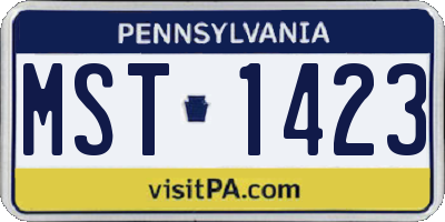 PA license plate MST1423