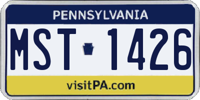 PA license plate MST1426