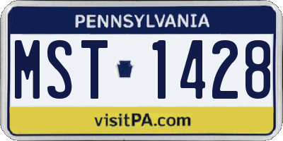 PA license plate MST1428