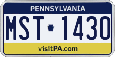 PA license plate MST1430