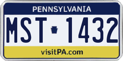 PA license plate MST1432