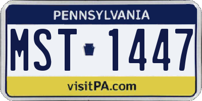 PA license plate MST1447