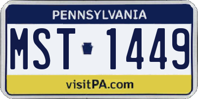 PA license plate MST1449