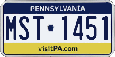 PA license plate MST1451