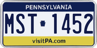 PA license plate MST1452