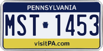 PA license plate MST1453
