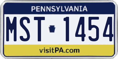 PA license plate MST1454