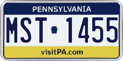 PA license plate MST1455