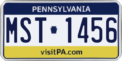 PA license plate MST1456