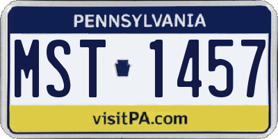 PA license plate MST1457