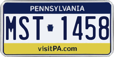 PA license plate MST1458