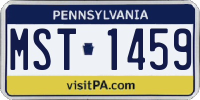 PA license plate MST1459